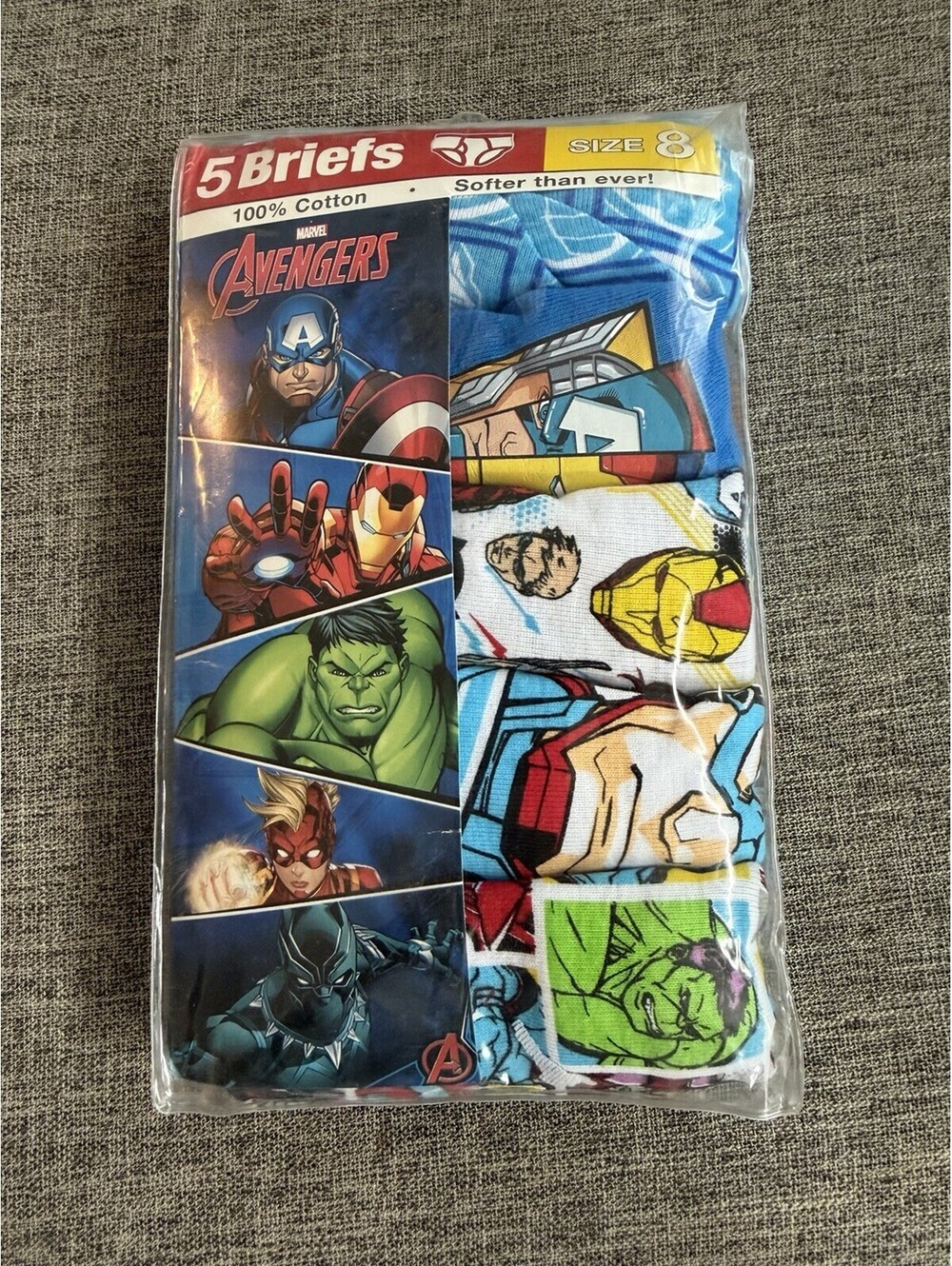 Marvel Avengers 5 Pack Briefs Boys Size 8 100% Combed Cotton New